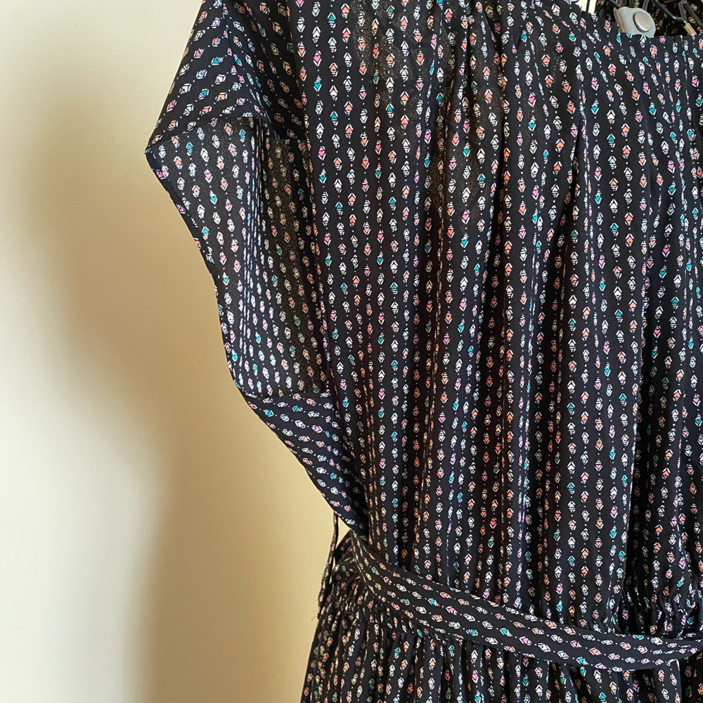 LC Lauren Conrad  Pleated Neck Heart Printed Shift Dress Size XXL Black Multi - Picture 4 of 7
